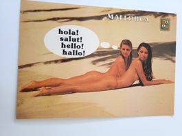 Postkarte Mallorva vintage 2 Frauen Strand Erotic R36
