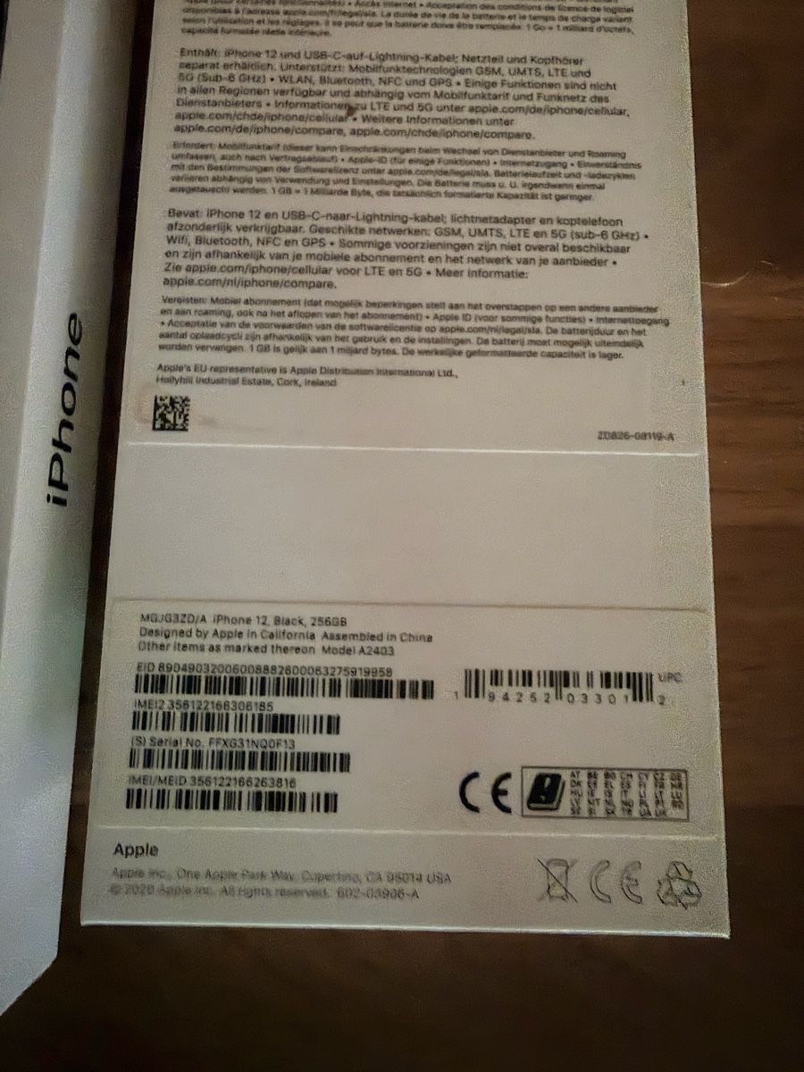 Apple Portables: iPhone 12 256GB Black  – D'occasion à Maschwanden par abclf 1