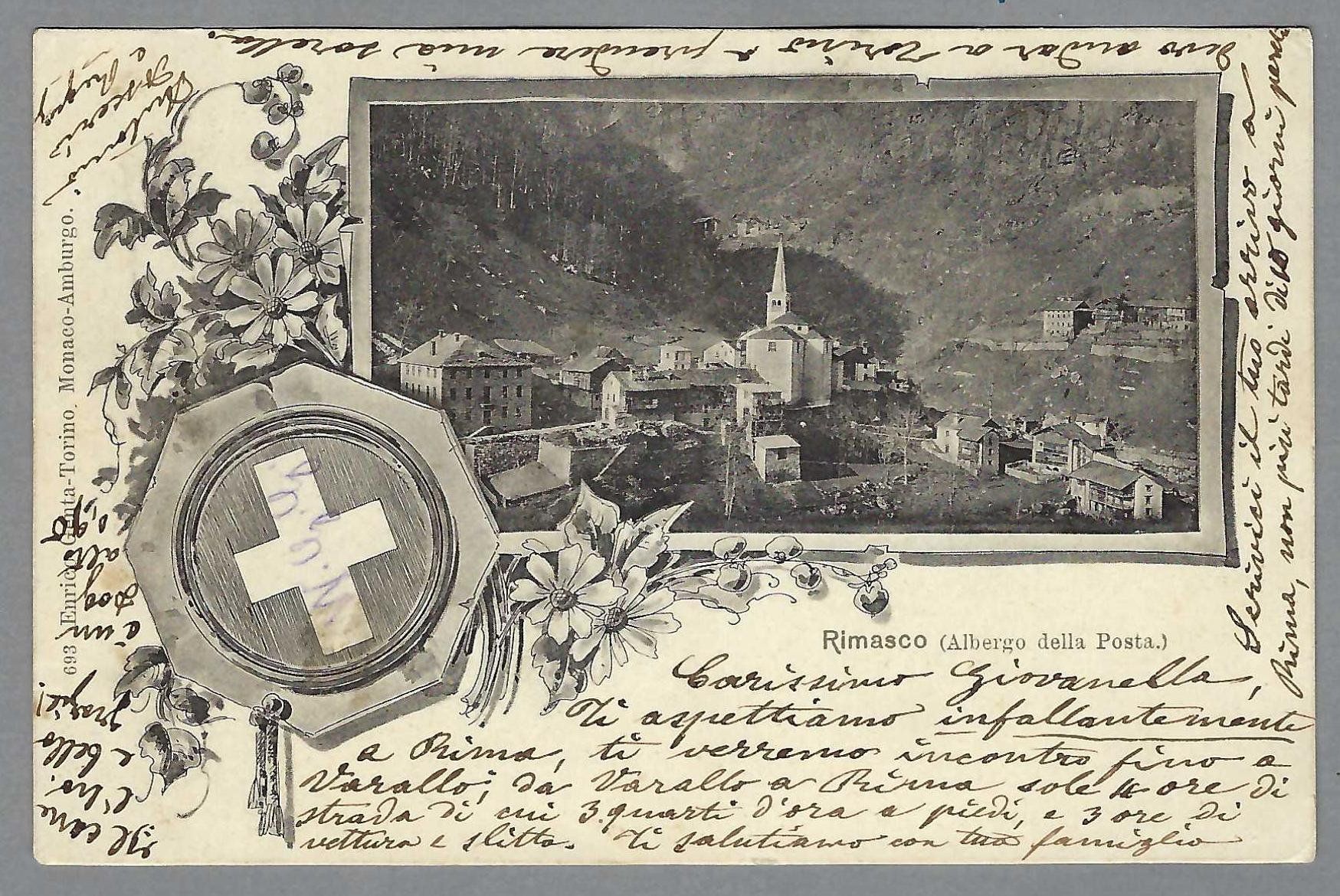 Cartoline postali: 1901, RIMASCO, ALBERGO DELLA POSTA – Usato da Pura venduto da ulisse1957