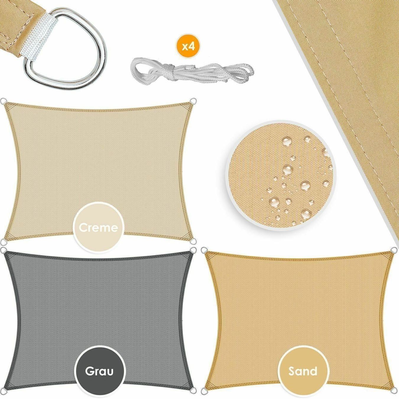 Markisen: KESSER Sonnensegel Rechteck Creme 2x2m – Neu und originalverpackt aus Bottighofen von zaap