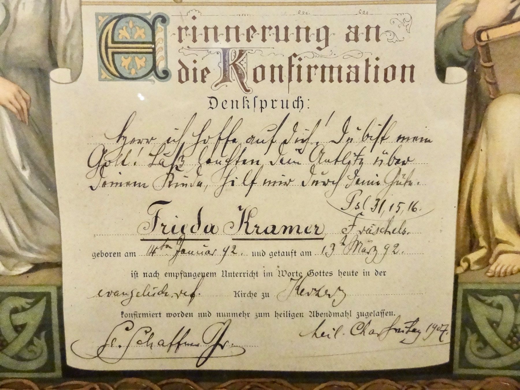 Foto & Immagini: Erinnerung an Konfirmation 1907 Konfirmationsbild Joh. 6.35 – Usato da Kerzers venduto da zimmergruen 3