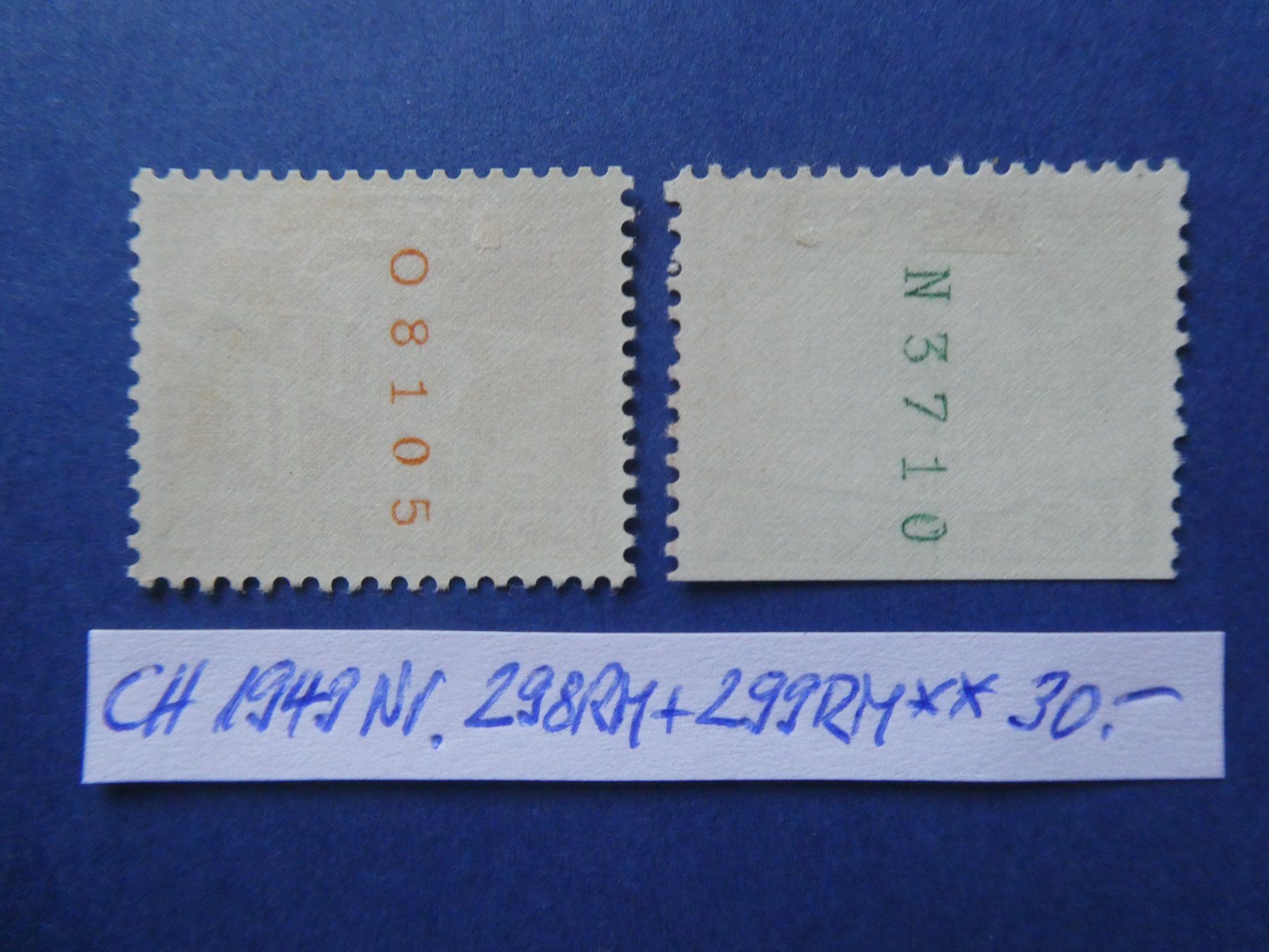 Tutti i francobolli: CH 1949 Nr. 298RM+299RM postfrisch ** – Usato da Lausen venduto da Herbamare01 1