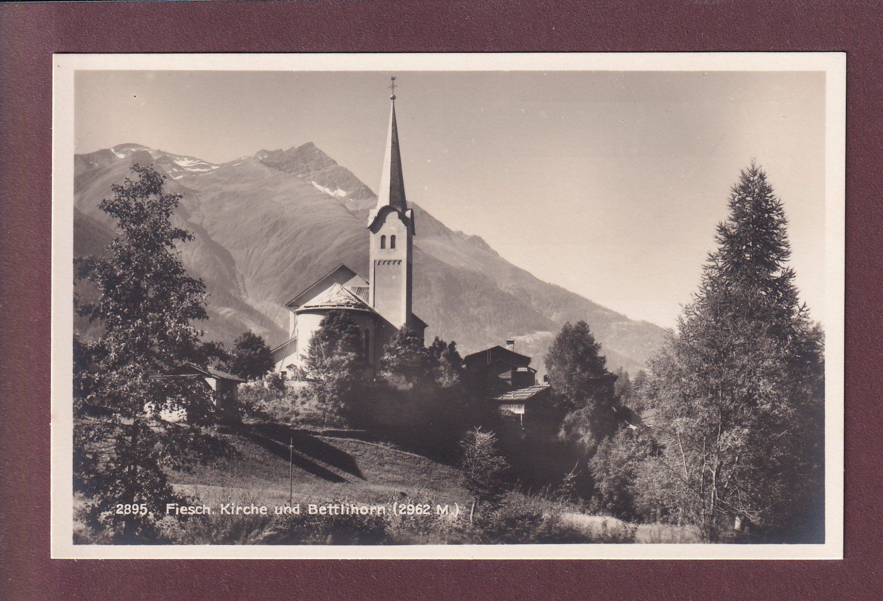 Ansichtskarten: FIESCH - Kirche - Bettlihorn – Gebraucht aus Pully von nicecards
