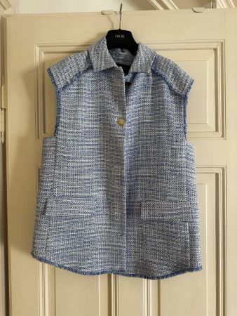 Weste Zara Tweed blau weiss Grösse M neu mit Etikett