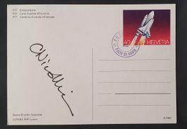 Postkarte mit Unterschrift Claude Nicollier