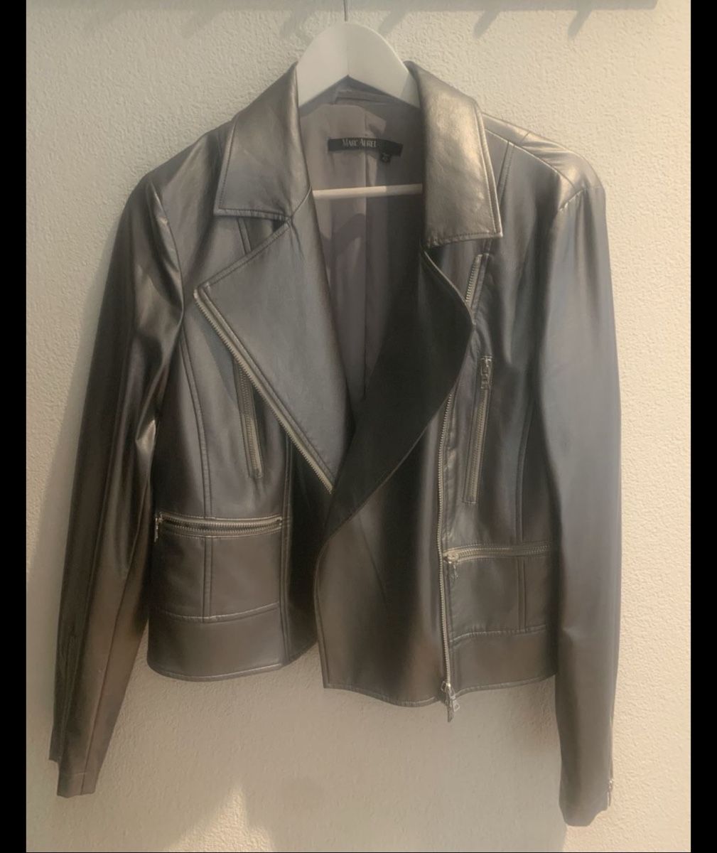 Giacche: Marc Aurel Lederjacke Imitat Silber Grösse 42, Top – Nuovo (secondo la descrizione) da Thun venduto da marina-marina