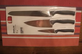 ÄNDLIG Messer 3er-Set, hellgrau/weiß NEU