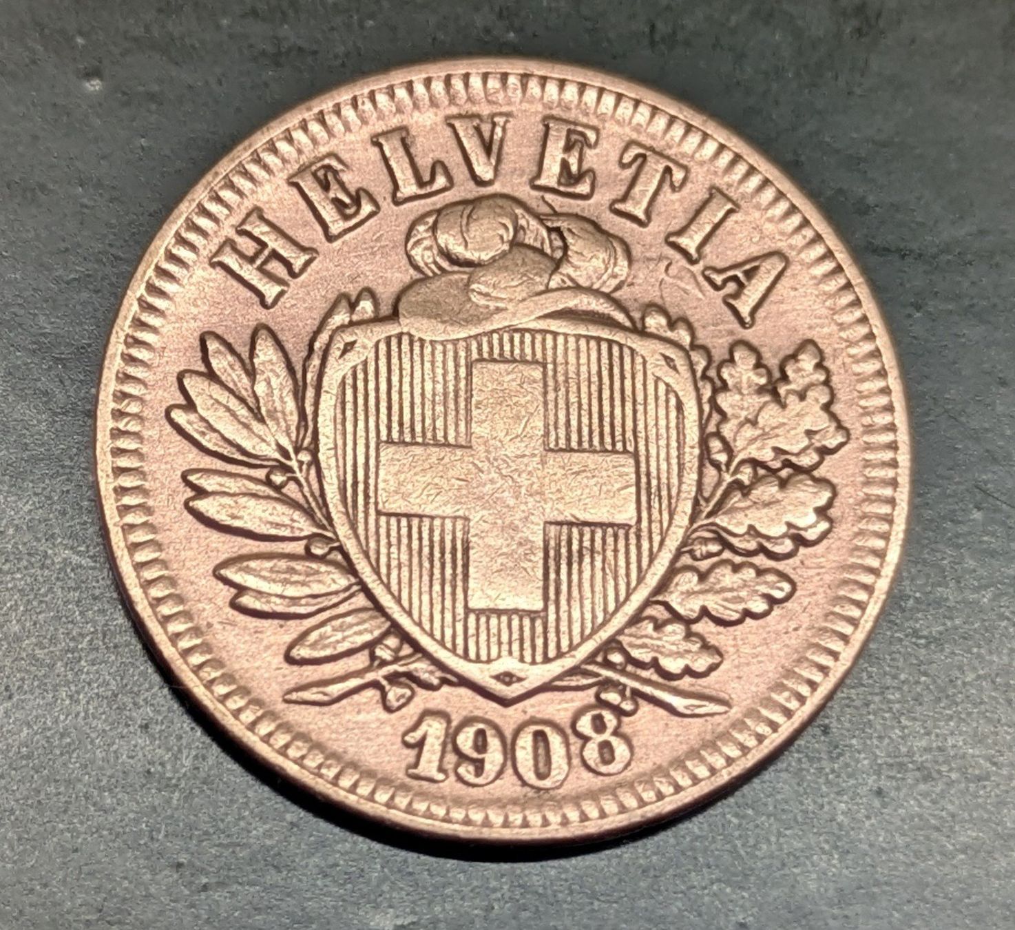 Alle Münzen: 2 Rappen 1908 Bronze – Gebraucht aus Zetzwil von Spitz70