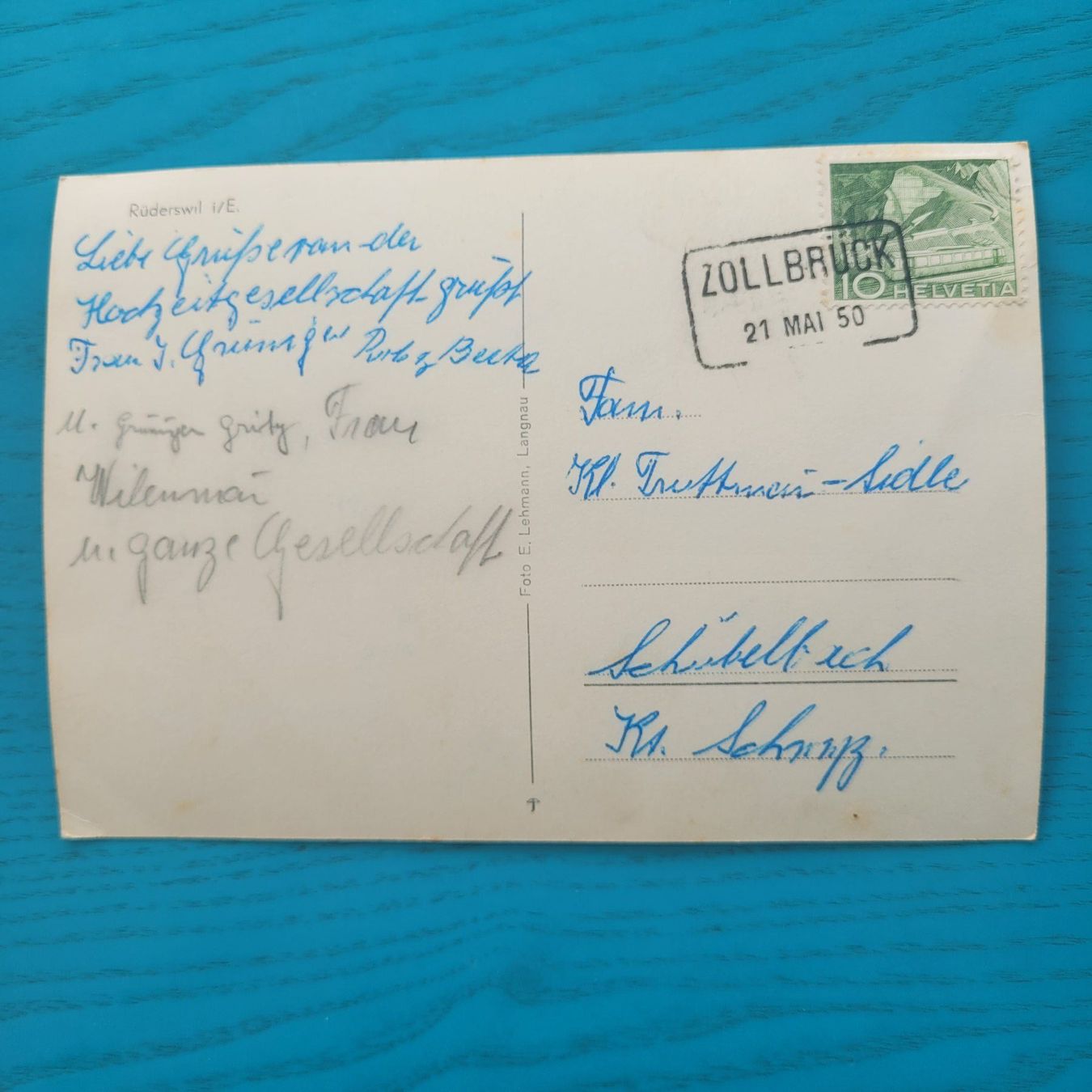 Cartoline postali: Rüderswil i/ E.     1950 – Usato da SCHÜBELBACH venduto da CoKaHa 1