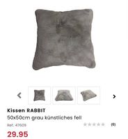 2 x NEUE Zierkissen grau Rabbit