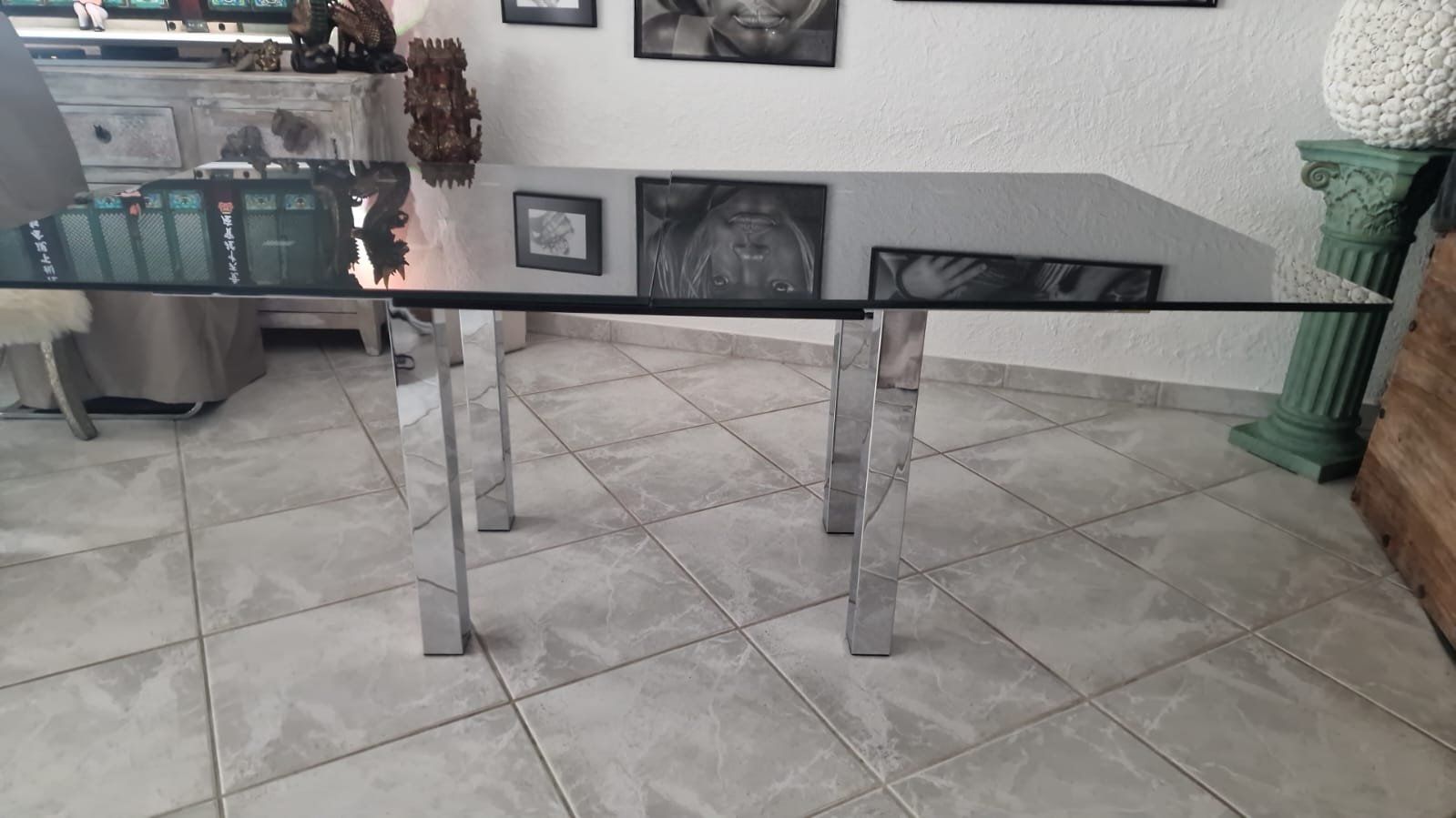 Tavoli: Designer Esstisch mit Glasplatte und Chrom-Gestell – Usato da Birmensdorf ZH venduto da sturzli