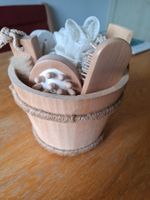 Wellness-Set Holz, Badekörbchen mit diversen Accessoires
