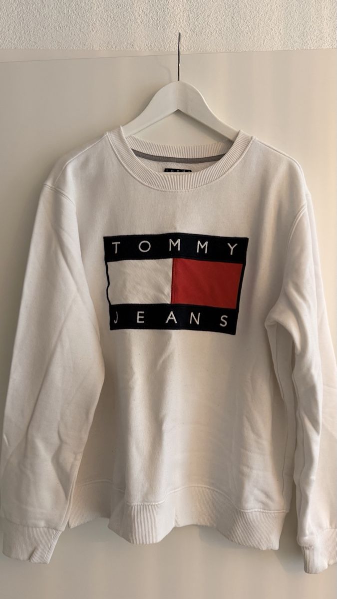 Tommy Hilfiger Pullover & Sweatshirts: Tommy Jeans Pullover Weiss Grösse L guter Zustand – Gebraucht aus Horn von shuyakra