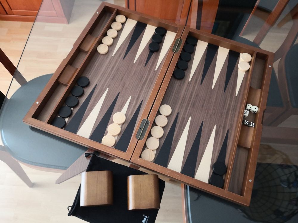 Philos 1185 – Backgammon Pondikonisi Taille Moyenne, Plateau En Marqueterie, 2 Joueurs
