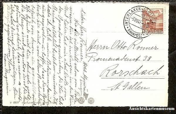 Cartoline postali: Wengen - Dorfstrasse + 1947 Bahnpost – Usato da Emmenbrücke venduto da teestube 1