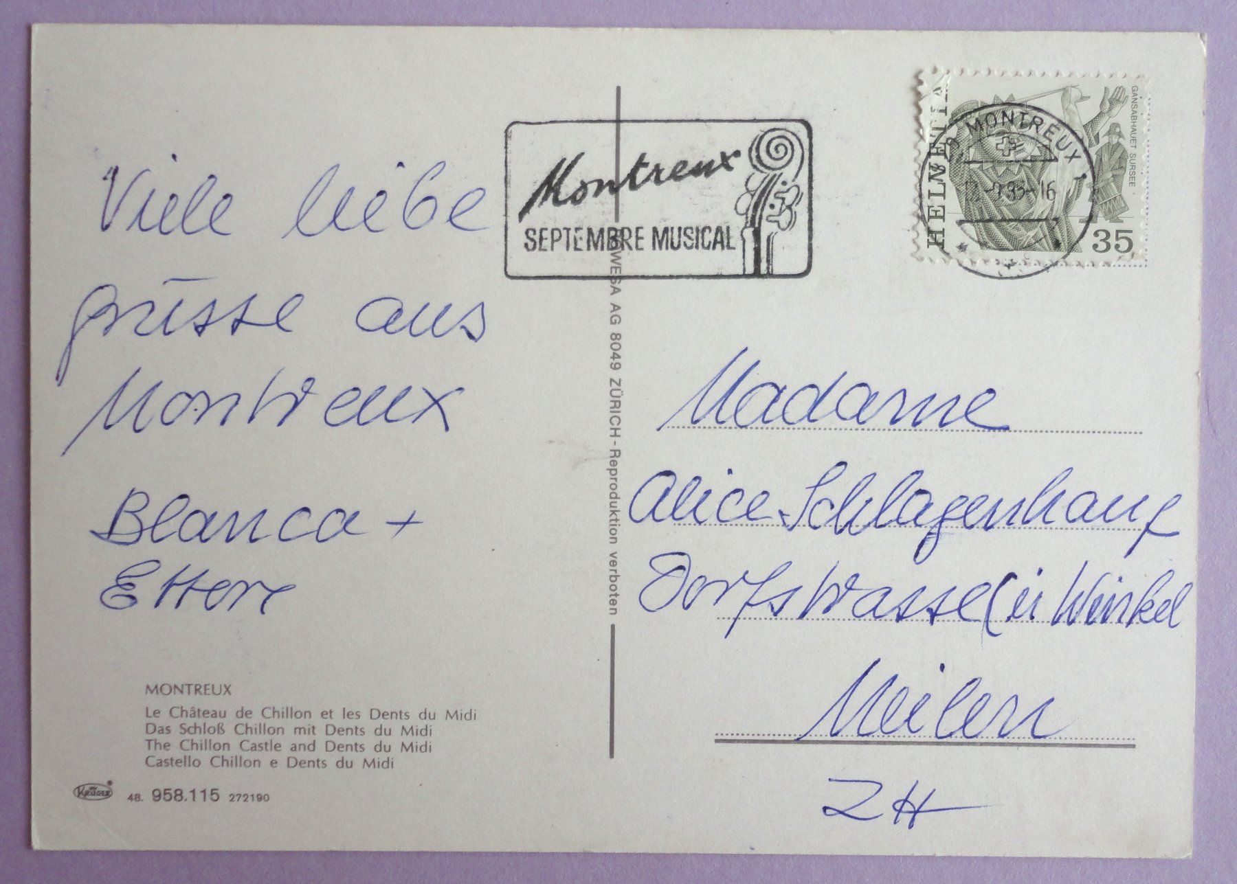 Cartoline postali: Château de Chillon et Dents du Midi – Difettoso da Fétigny venduto da Billy2miny 1