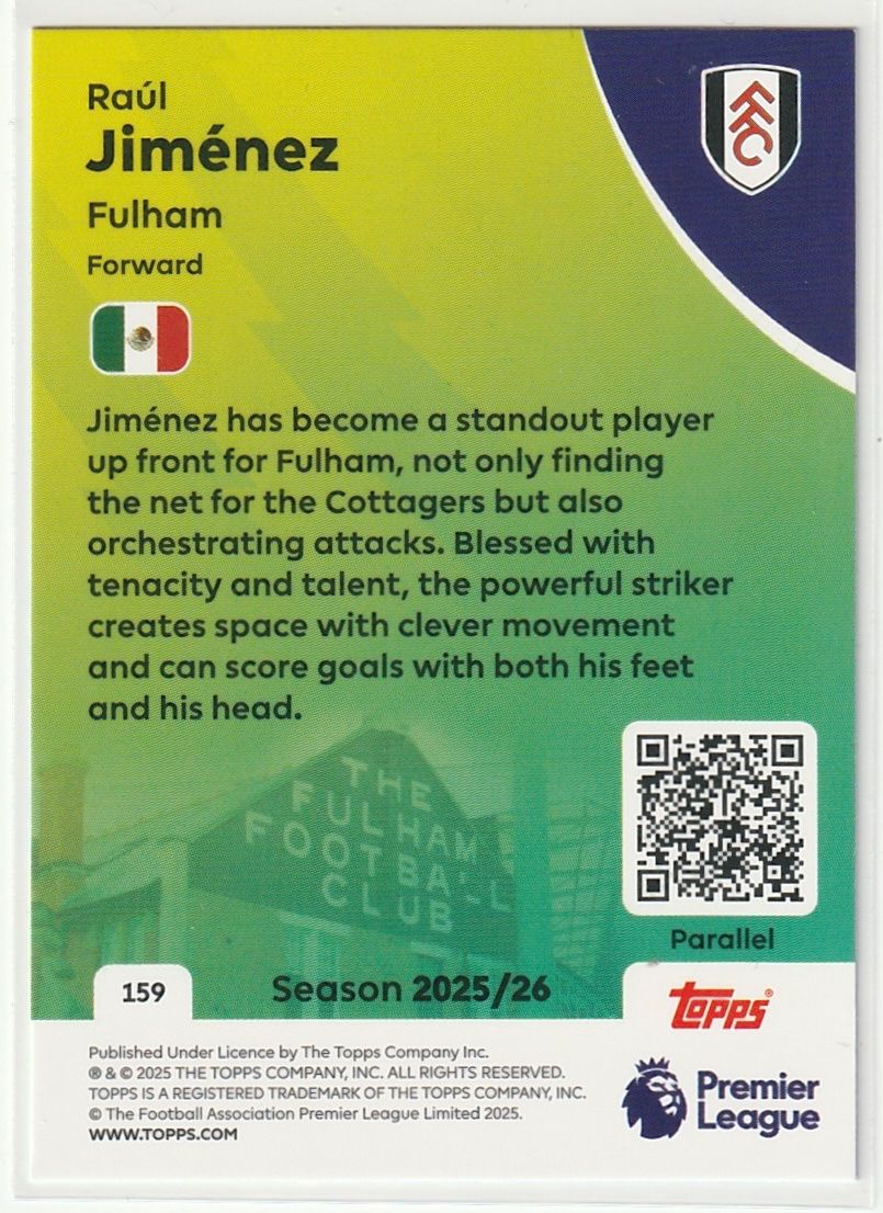 Topps Carte collezionabili: 2026 Topps Premier League Raúl Jiménez Base Blue Parallel – Nuovo (secondo la descrizione) da Biel/Bienne venduto da historian-198 1