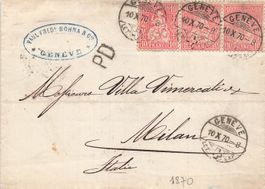 Genf (GE) Brief nach Mailand 1870 Frankatur 30 Rp