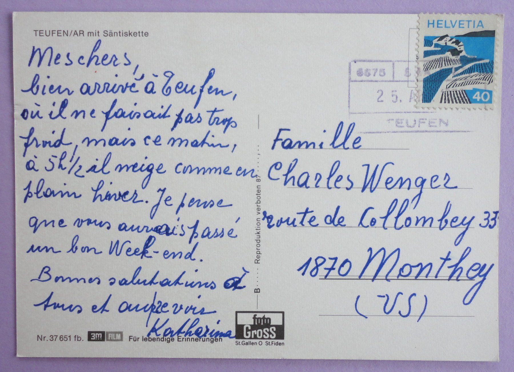 Cartoline postali: Teufen/AR mit Säntiskette – Usato da Fétigny venduto da Billy2miny 1