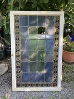 Buntglas Fenster mit Rahmen antik gebraucht