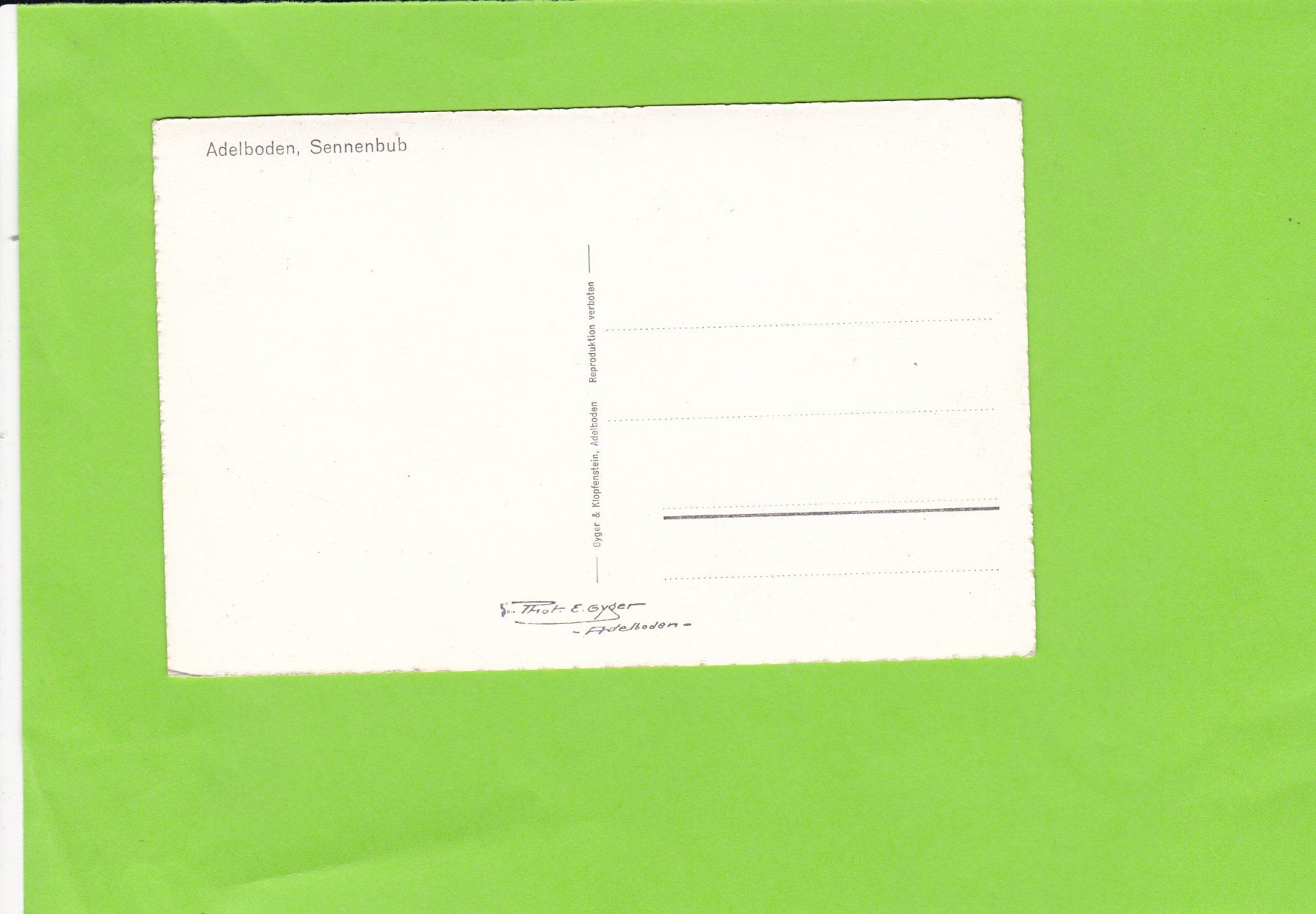 Cartoline postali: Adelboden-Sennenbub, E. Gyger – Usato da St. Peterzell venduto da neckertal 1