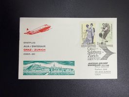 AUA Erstflugbrief Graz-Zürich 1971