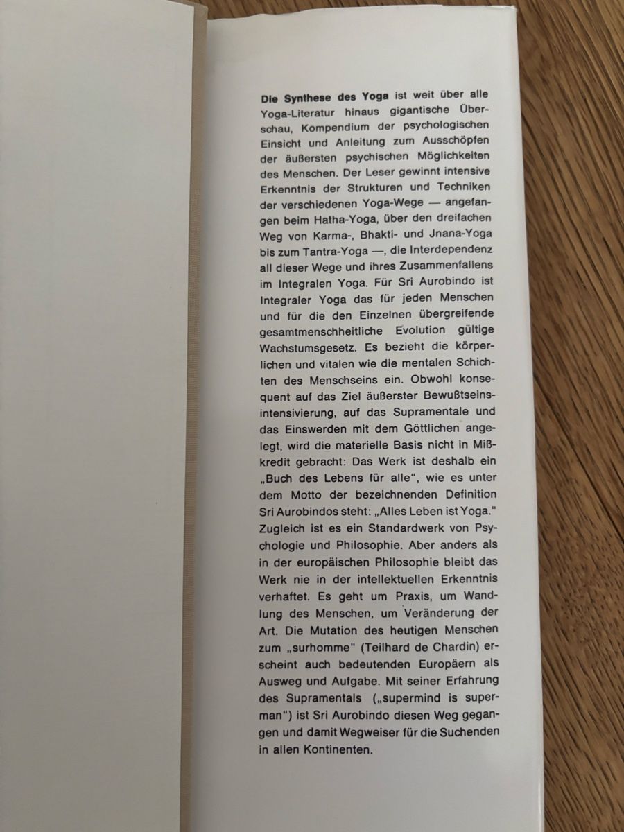 Libri: die synthese des yoga – Usato da meiringen venduto da Vlinder01 1