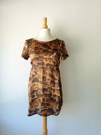KLEID DRESS S 36 HIMMA BRAUN SCHWARZ SOMMERKLEID TUNIKA TOP