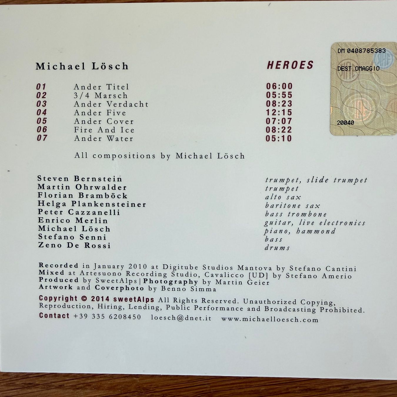 CD: Michael Lösch (CD) feat. Steven Bernstein / Plankensteiner – Usato da Zug venduto da Mirare9 2
