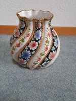 Keramikvase floral bemalt mit Goldrand