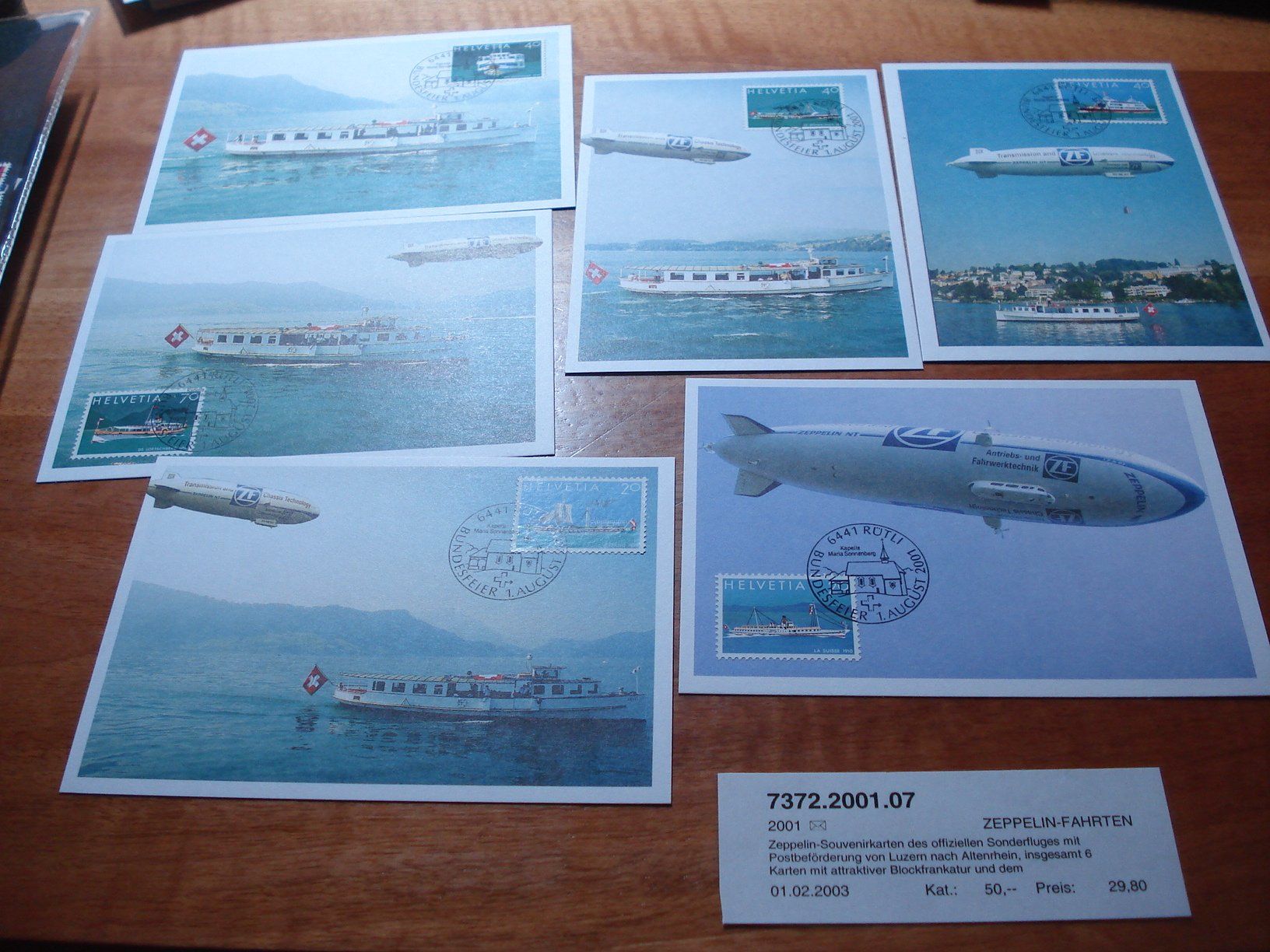 Alle Briefmarken: Satz Maximumkarten "Zeppelin-fahrten" 2003, Sonderflug Luzer – Gebraucht aus Niederwil AG von morostahu