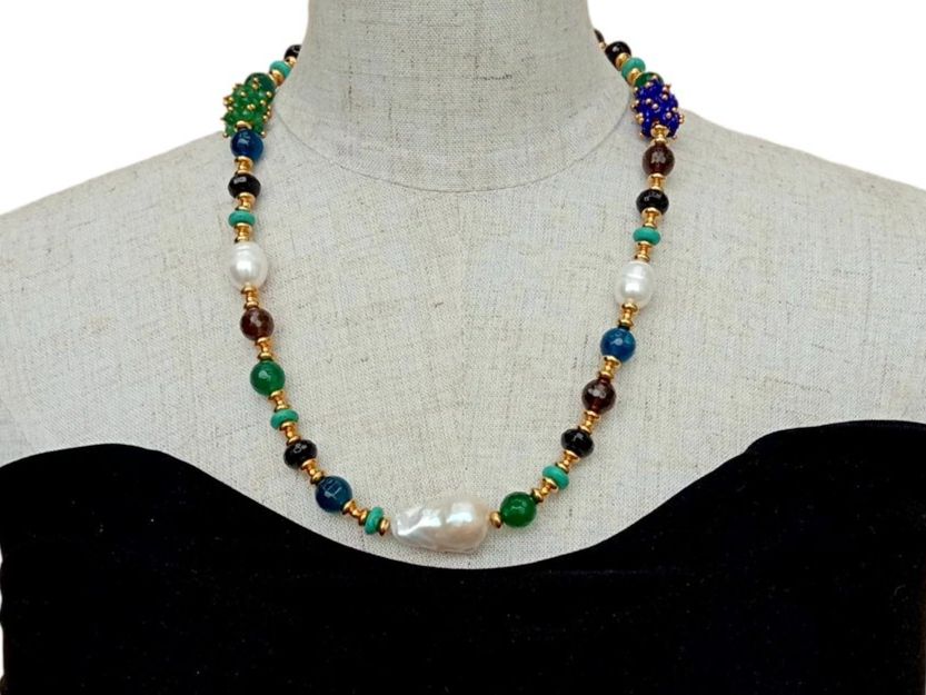 Catenine: Lua 56 cm Achat Perle Halskette Echt Collier agates perles – Nuovo (secondo la descrizione) da Prilly venduto da ilyria73 6