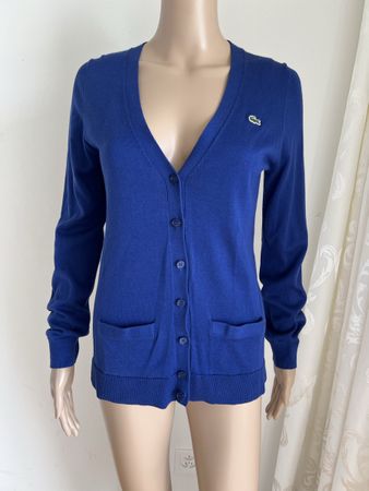 Lacoste Cardigan, Gr. 34, Baumwolle, blau, neuwertig!