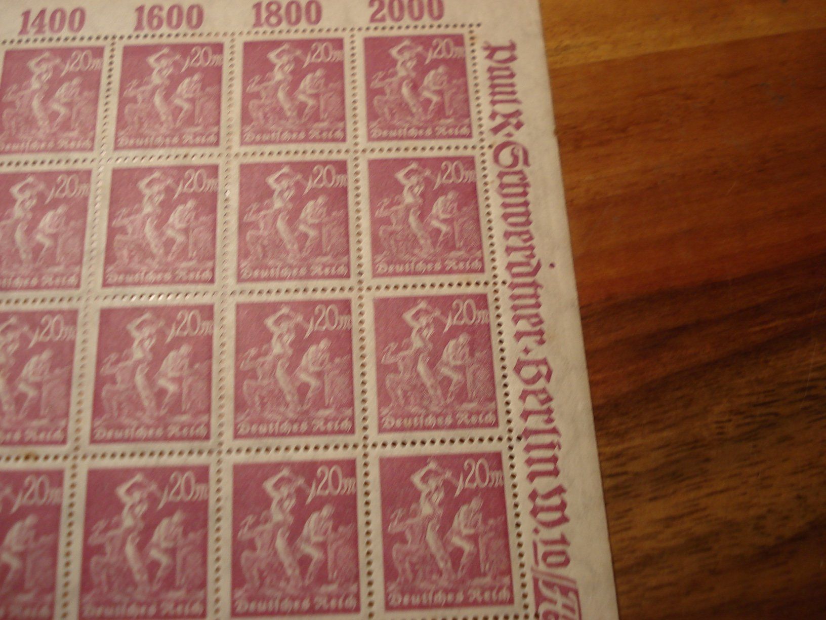 Tutti i francobolli: Bogenteil 20 Mark um 1923, ** – Usato da Niederwil AG venduto da morostahu 1