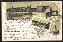 Litho Basel, Gross-Basel und die Fähre,