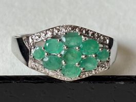 Ring Smaragd, Silber 925, Gr. 59