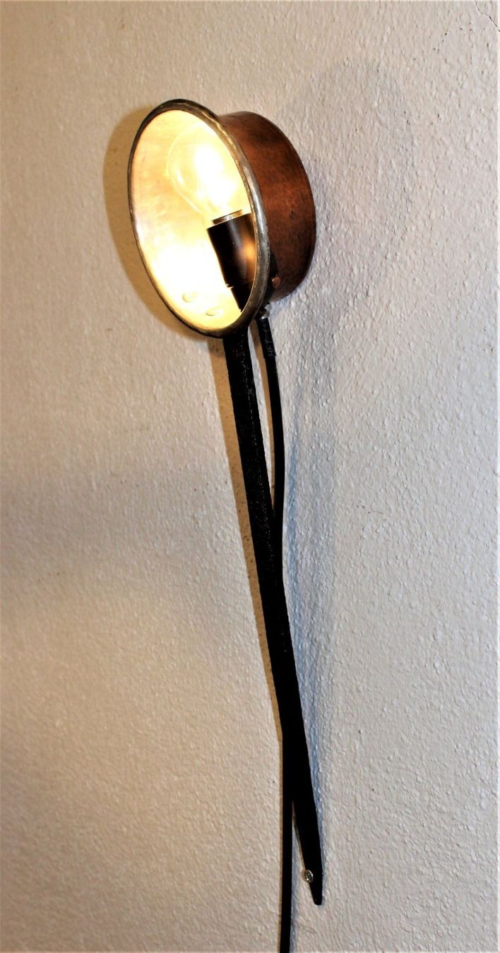 Lampade: Tisch-, oder Wandlampe aus antiker Kupferpfanne. – Usato da Trun venduto da artantic 5