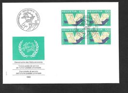 FDC UPU (D X) 14 Viererblock ET Bern 22.8.1983