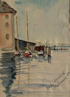 M. Debrunner, 1954 - Aquarell, Hafen in Rorschach