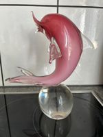 Murano Glas Delphin, rosa, Vintage, aus Italien
