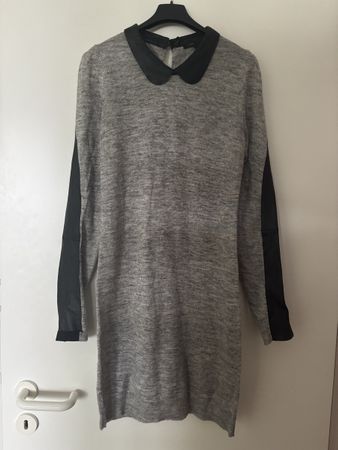 MAJE Strickkleid mit Lederapplikationen, Grösse 3 / M