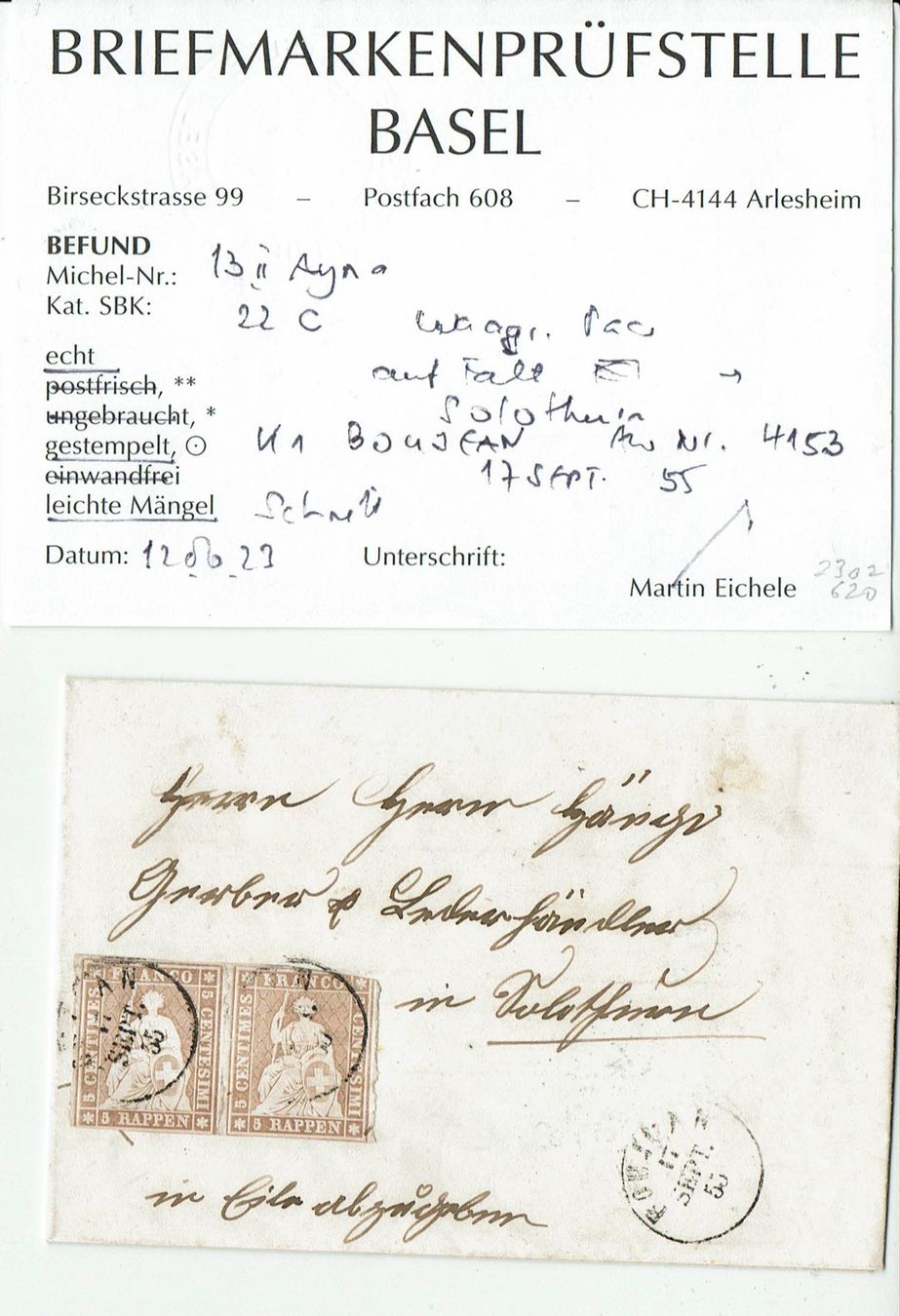 Alle Briefmarken: STRUBEL <526> 22C/B2 PAAR+23Cd/B3.IV BEFUNDE – Gebraucht aus Rüschlikon von Sualk1