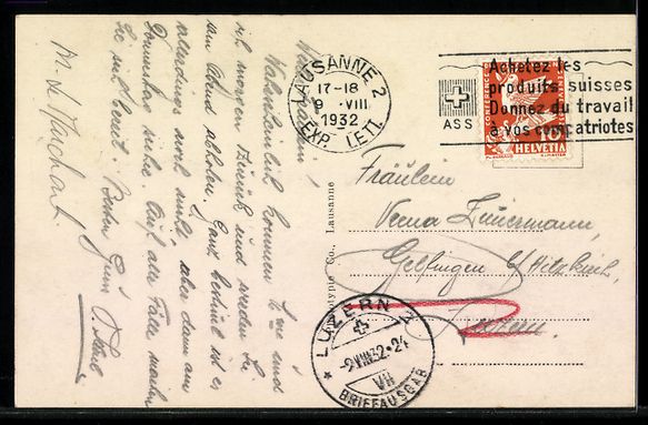 Cartoline postali: AK Lausanne, La Cathédrale, 1932 – Usato da Berlin venduto da bartko-reher 1