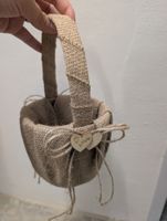 Deko Korb aus Jute beige mit Herz Dekor neuwertig
