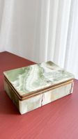 Vintage Mid Century Green Onyx Trinket Jewelry Box