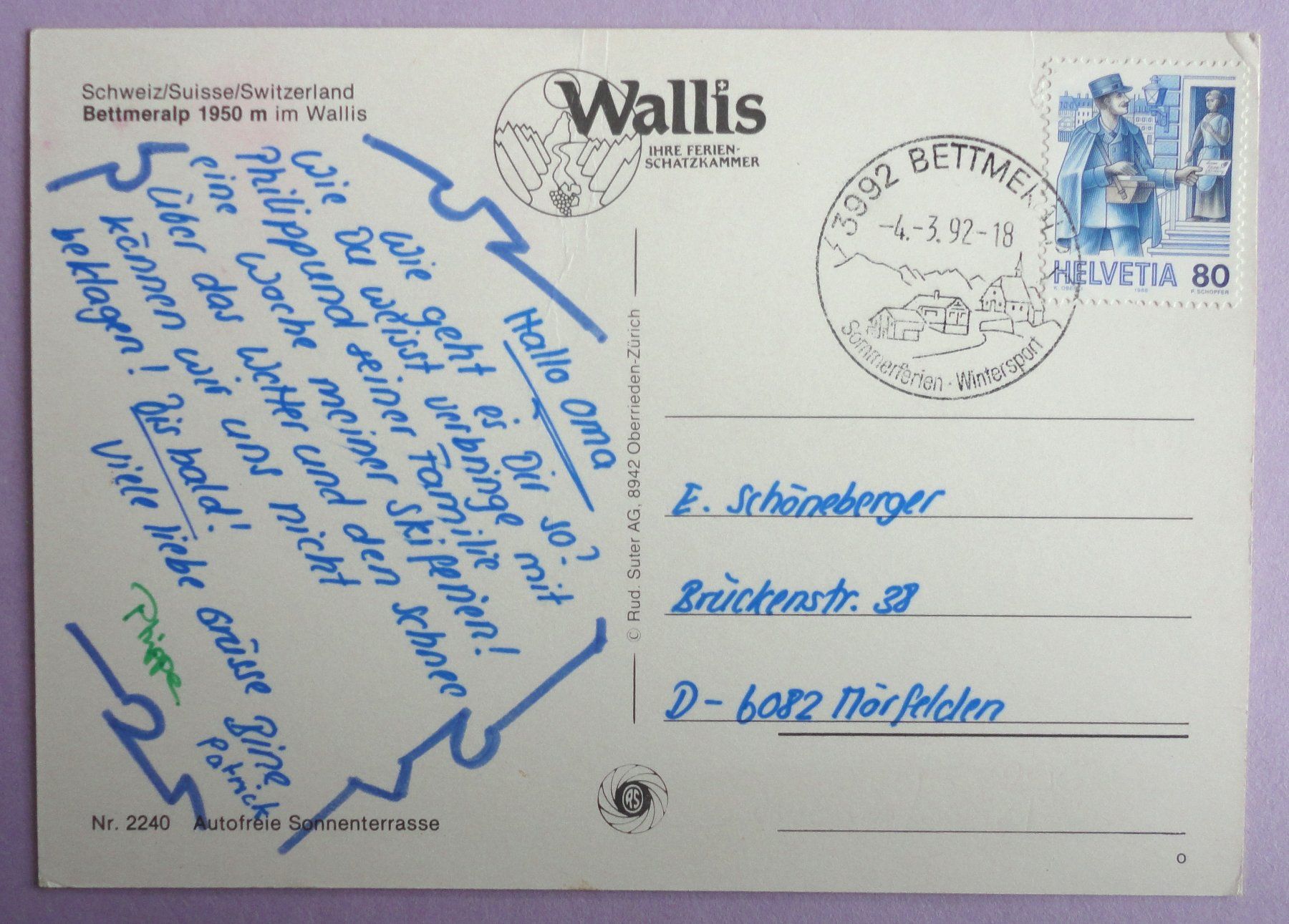 Cartes postales: Bettmeralp 1950 m – D'occasion à Fétigny par Billy2miny 1