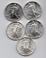(1443) USA, 5 x 1 Unze, 2x1986, 3x1987, stgl