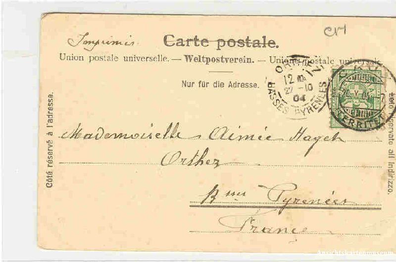 Cartoline postali: Caux - Grand Hôtel + 1904 – Usato da Emmenbrücke venduto da teestube 1