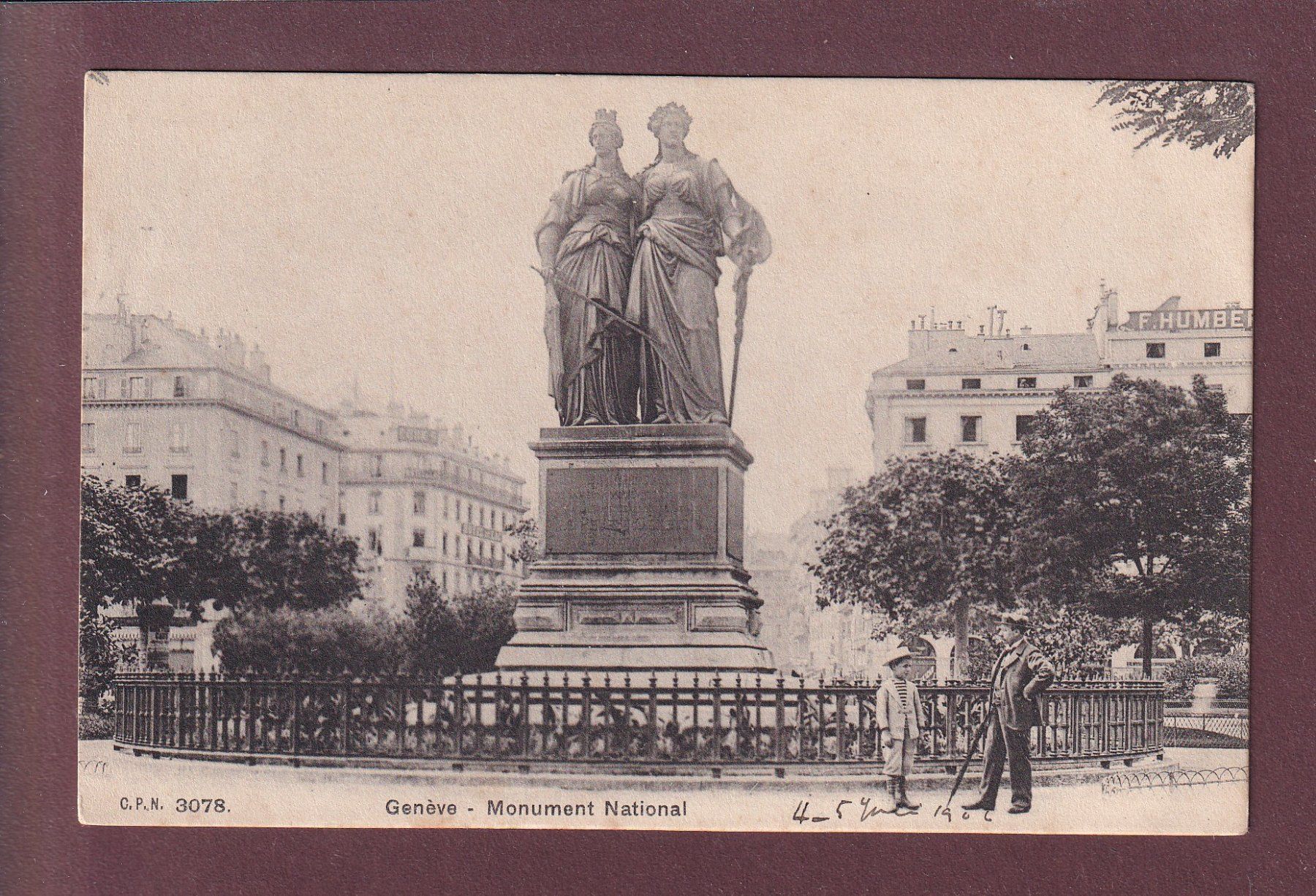 Cartoline postali: GENEVE - Monument National - CPN – Usato da Pully venduto da nicecards