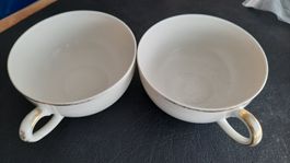 2 Tassen mit Goldrand Langenthal, Weiss guter Zustand